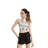 tanie Najfatalniejszy-Metaliczne Lata 80 Błyszczący patent na lateks Crop top Skóra PU Strój na bal maskowy Damskie Strój karnawałowy Bal maskowy Impreza Wieczór panieński Parada równości Dla dorosłych Top