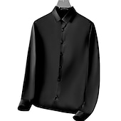 economico camicie da uomo no stiro-Per uomo Camicie Camicia non stirabile Tinta unita / tinta unita Matrimonio Per uscire Nero Bianco Rosa Arancione Manica lunga Collo ripiegabile Primavera Autunno Abbigliamento