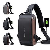 abordables Bolsos y mochilas para portátil-Bolsa antirrobo para computadora con puerto de carga USB, mochila impermeable y resistente a los arañazos, bolsa portátil para el pecho