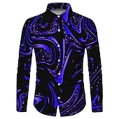 preiswerte Geometrische Muster-Herren Farbverlauf Geometrische Muster Abstrakt Hemd Knopfhemd Langarm Sport Modisch Strassenmode Outdoor Casual Täglich Herbst Winter Umlegekragen Bedruckt Button-Down Blau Purpur Gold Grau