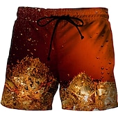 baratos Comida &amp; Bebidas-Homens Estampas Abstratas Cerveja Calção de Banho Bermuda de Surf Shorts de Natação Cintura Média Moda Roupa de rua Casual Ao ar livre Diário Feriado Bolsos Com Cordão Cintura elástica Designer Roupa