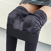 preiswerte Fleece gefütterte Leggings-Damen Fleecehosen Strumpfhosen Leggins Modisch In voller Länge Einfarbig Bauchkontrolle Kolbenheber Komfort elastisch Casual Schwarz Wein Marineblau Braun