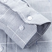 preiswerte Bügelfreie Herrenhemden-Herren Oberhemd Bügelfreies Hemd Kariert / Gestreift / Chevron Hochzeit Urlaub Blau Staubiges Blau Purpur Grau Langarm Umlegekragen Frühling &amp; Herbst Bekleidung Schnalle
