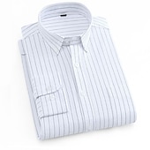 voordelige oxford-overhemden voor heren-Voor heren Overhemd Button-down overhemd Shirt met kraag Strijkvrij overhemd Oxford overhemd Gestreept Bruiloft Buiten Zwart+Wit+Marineblauw Wit Marineblauw blauw Lange mouw Strijkijzer Lente &amp; Herfst