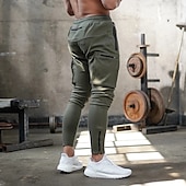 abordables Survêtements de sport-Homme Joggings Pantalon Jogging Pantalon Jogger Cordon Boucle de serviette Poche zippée Couleur Pleine Respirable Séchage rapide Athlétique Fin de semaine Vêtement de rue Casual Sport Athleisure Mince