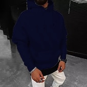 preiswerte Basic-Hoodies für Herren-Herren Hoodie Sweatshirt Kapuze Aprikose Schwarz Weiß Gelb Wein Mit Kapuze Feste Farbe Kordelzug Sport &amp; Natur Casual Strassenmode Heißprägen Strassenmode Sportbekleidung Basic Herbst Winter