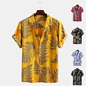 abordables Plantes tropicales-Homme Feuille de palmier Plantes tropicales Chemise Chemise hawaïenne Chemise Camp Manche Courte Chemise Col Col rabattu Mode Hawaïen Design Extérieur Vacances Plein Air Jaune Rose Claire Vert Print