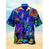 economico Stampa oceanica-Per uomo Squalo Prodotti per pesci Palma Maglietta informale Camicia hawaiana Camicia da campo Maniche corte Camicia Collo ripiegabile Hawaiano Originale Informale Per uscire A B C Stampa 3D S M L