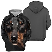 baratos Moletons masculinos com capuz-Homens Cachorro Estampas Abstratas Moletom Moletons Moletom com capuz Manga Longa Moletom com capuz Com Capuz Roupa de rua Impressão 3D Diário Esportes Preto Imprimir Primavera &amp; Outono Designer