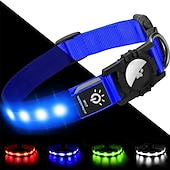 cheap Airtag Cases-LED Dog Collar with AirTag Holder – IPX7 Waterproof USB-C Rechargeable Glow Nylon Pet Collar for Small Dogs &amp; Puppies, Light Up Flashing for Night Walking
