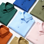 abordables chemises sans repassage pour hommes-Homme Chemise Chemise sans repassage Mariage Bureau et carrière Noir Blanche Vert Claire Marine foncé manche longue Revers Printemps Automne Vêtement Tenue