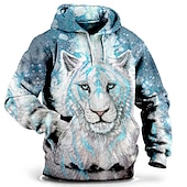 economico felpe 3d da uomo-Per uomo Lupo Stampa 3D Felpa con Cappuccio Felpa con cappuccio Felpe con cappuccio Manica Lunga Felpa con cappuccio Con Cappuccio Moda Vacanza Lavoro Abbigliamento quotidiano Grigio verde Bianco e