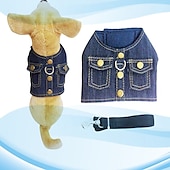 cheap Coats-Dog Cat Leash Denim Jacket / Jeans Jacket Stylish Ordinary Casual Daily Soft Washable Comfortable Outdoor Casual Daily Walking Bichon Frise Chihuahua Pomeranian Baby Pet Papillon