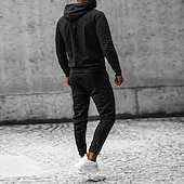 economico Pattern 3D-Per uomo Tuta Da Ginnastica Set di felpe Nero Marrone Con cappuccio Liscio 2 pezzi Sportivo Informale Sport Essenziale Streetwear Informale Autunno Primavera Abbigliamento Felpe con cappuccio Felpe