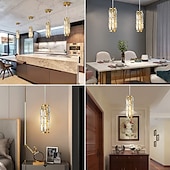 economico Lampadari-lampada a sospensione a led illuminazione a sospensione cromata/oro moderna lampada a sospensione mini lampadari di cristallo lampada a sospensione regolabile per sala da pranzo con isola cucina (1/3