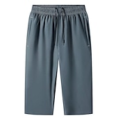 cheap Mens Active Shorts-Men&#039;s Athletic Shorts Cropped Pants Casual Shorts Capri Pants Drawstring Elastic Waist Plain Quick Dry Calf-Length Outdoor Going out Fashion Streetwear Black Blue Micro-elastic