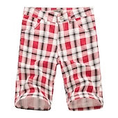 olcso munka rövidnadrág-Férfi Chino Shorts Bermuda nadrág Munkanadrág Zseb Rács Mokaszinok Rövid Szabadtéri Hétköznapi Napi Utcai sikk Stílusos Világosbarna Khakizöld
