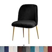 abordables Funda para silla de comedor-Funda para silla de comedor, tapizada en terciopelo elástico, funda para silla de comedor lateral, funda para silla de comedor con respaldo curvo en color burdeos y rojo, fundas para sillas de