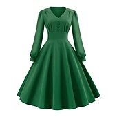 levne Šaty-Retro 50. léta Vintage šaty Koktejlky Houpací šaty Flare šaty Dámské Plesová maškaráda Večírek loučení se svobodou nevěsty Dospělé Šaty Šaty pro návrat domů