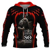 abordables Sweats à capuche pour hommes-Homme Graphic Chevaliers templiers Sweat à capuche Sweats à Capuche Sweat-shirt Sweat à capuche manche longue Sweat à capuche Capuche Design 3D effet Travail du quotidien Fin de semaine Blanc + gris