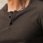 cheap Casual Henley Tee-Men&#039;s Henley Shirt Ribbed Knit tee Plain Henley Street Holiday Short Sleeve Button-Down Clothing Apparel Fashion Casual Comfortable
