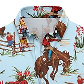 economico Camicia vintage-Derby del Kentucky Per uomo Cowboy Camicia Camicia hawaiana estiva Camicia Aloha Maniche Corte Camicia Collo ripiegato Vintage Tropicale Moda Streetwear Casuale Camicia hawaiana Blu S M L