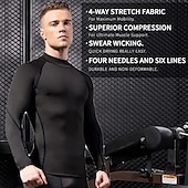cheap Men&#039;s Active Tees &amp; Tanks-Men&#039;s Compression Shirt Running Shirt Long Sleeve Base Layer Summer Breathable Quick Dry Moisture Wicking Power Flex Fitness Gym Workout Running Sportswear Activewear Dark Grey Black White