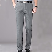 preiswerte Schlank-Herren Anzughosen Hose Hosen Tasche Gerade geschnitten Glatt Hochzeit B¨¹ro Arbeit Baumwollmischung Schick &amp; Modern Ausgefallene Schwarz Weiß Hoher Taillenbund Mikro-elastisch