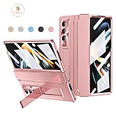 Недорогие Чехлы для Samsung-телефон Кейс для Назначение SSamsung Galaxy Z-сгиб 6 Z Fold 5 Z Fold 4 Z Fold 3 Чехол со стендом Флип Полная защита тела Однотонный ПК