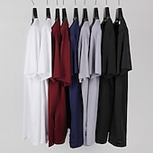 economico Magliette casual da uomo-Per uomo Maglietta Manica Corta Scollo a V Estate Primavera Colore Solido / Tinta Unita Senza cuciture Essenziale Casual Casuale Quotidiano Rosso bordeaux Nero Bianco Maglietta Top per Uomo