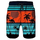 cheap Tropical Plants &amp; Flowers-Men&#039;s Graphic Coconut Tree Swim Trunks Swim Shorts Board Shorts Mid Waist Streetwear Hawaiian Boho Casual Daily Holiday Drawstring Elastic Waist 3D Print Designer Clothing Apparel