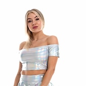 cheap Tops-Metallic 1980s Shiny Latex Patent Crop Top PU Leather Off Shoulder Women&#039;s Carnival Costume Masquerade Party Bachelorette Party Pride Parade Adults&#039; Top
