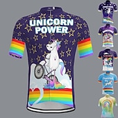 abordables Maillots pour hommes-Homme Maillot de cyclisme Arc-en-ciel Licorne Drôle Manche Courte Cyclisme Maillot Top avec 3 poches arrière VTT Vélo tout terrain Cyclisme sur route Séchage Rapide Doux Bandes réfléchissantes Poche