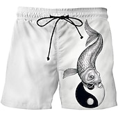 baratos Estampa Oceano-Homens Estampas Abstratas Peixes Calção Justo de Natação Shorts de Natação Bermuda de Surf Cintura Média Moda Roupa de rua Casual Ao ar livre Diário Feriado Bolsos Com Cordão Cintura elástica Designer