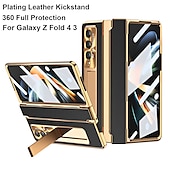 Недорогие Чехлы для Samsung-Чехол для телефона для Samsung Galaxy Z Fold 5 Z Fold 4 Z Fold 3 Flip бамперный флип полный корпус защитный однотонный ПК PU кожа