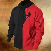 baratos moletons 3d masculinos-Homens Bloco de cor Estampas Abstratas Moletom Moletons Moletom com capuz Manga Longa Moletom com capuz Com Capuz Roupa de rua Impressão 3D Diário Esportes Branco Vermelho Imprimir Primavera &amp; Outono