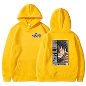 economico Grafica di personaggi di cartoni animati e film-One Piece Monkey D.Rufy Felpa con cappuccio Cartone animato Manga Manga Tasca frontale Grafica Per Da coppia Per uomo Per donna Per adulto Stampa a caldo