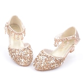abordables Accesorios-Zapatos de princesa Elsa de cuento de hadas de Frozen para niñas, película de cosplay, lentejuelas, Halloween, zapatos plateados, dorados y rosados, Halloween, carnaval, mascarada, disfraces de plástico de poliéster.