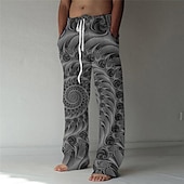 cheap Men&#039;s Printed Casual Pants-Men&#039;s Trousers Summer Pants Beach Pants Drawstring Elastic Waist Straight Leg Abstract Graphic Prints Comfort Breathable Casual Daily Holiday Streetwear Designer Green Rainbow