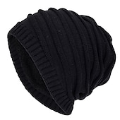billiga Mössa mössa-Herr Mössa Vinter hattar Holk Sticka manschetter Svart Vin Akrylik Fiber Stickat Fleece Mode Traditionell / Klassisk Friluftskläder Ledigt / vardag Slät Varm