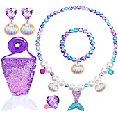 cheap Accessories-Girls&#039; Mermaid Tail Accessories Set Fairytale Princess Bags and Purses Necklace Earring Movie Cosplay Cute Little Mermaid Costume Party Halloween Masquerade World Book Day Costumes