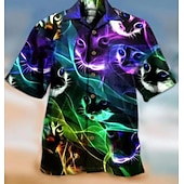 economico Stampa oceanica-Per uomo Squalo Prodotti per pesci Palma Maglietta informale Camicia hawaiana Camicia da campo Maniche corte Camicia Collo ripiegabile Hawaiano Originale Informale Per uscire A B C Stampa 3D S M L