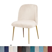 abordables Funda para silla de comedor-Funda para silla de comedor, tapizada en terciopelo elástico, funda para silla de comedor lateral, funda para silla de comedor con respaldo curvo en color burdeos y rojo, fundas para sillas de