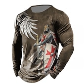 ieftine Tricou patriotic pentru veterani-Bărbați Imprimeu Grafic Steagul american Steag Național Tricou tricou învechit Manșon Lung Tricou Tipărire 3D Stil Nautic Cămașă Epocă Sport Designer În aer liber Stradă Casual Kaki + Gri închis