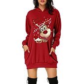 olcso Vicces karácsonyi pulóverek és pulóverek-Karácsony Mikulás Ruhák Kapucnis felsőrész Pullover Klasszikus Alap Kawaii Kompatibilitás Női Felnőttek Karácsony Újév 3D nyomtatás Hétköznapi