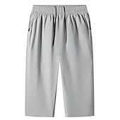 cheap Mens Active Shorts-Men&#039;s Athletic Shorts Cropped Pants Casual Shorts Capri Pants Drawstring Elastic Waist Plain Quick Dry Calf-Length Outdoor Going out Fashion Streetwear Black Blue Micro-elastic