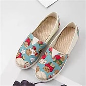 halpa Naisten mokkasiinit ja loaferit-naisten vapaa-ajan kanvas-slip-on kengät – söpö kissaprintti, kevyet litteät loaferit päivittäiseen käyttöön ja matkoille