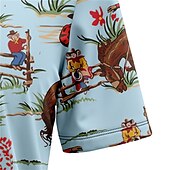 economico Camicia vintage-Derby del Kentucky Per uomo Cowboy Camicia Camicia hawaiana estiva Camicia Aloha Maniche Corte Camicia Collo ripiegato Vintage Tropicale Moda Streetwear Casuale Camicia hawaiana Blu S M L