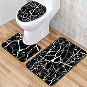 preiswerte 3PC-Badteppich-Mattenset-3er-Set Badematten, rutschfeste Badezimmermatte, U-förmiger Konturenteppich&amp;amp;Toilettendeckelbezug, Badematte mit Marmorstruktur, rutschfest&amp;amp;weicher, saugfähiger Polyesterteppich