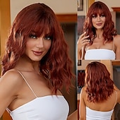 economico Parrucche trendy sintetiche-parrucche castane a onde lunghe parrucca per le donne parrucca di capelli dell&#039;onda del corpo con parrucca bionda evidenziata per le donne uso quotidiano del partito parrucche del partito di cosplay